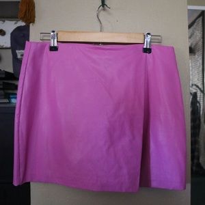 Vegan leather pink mini skirt